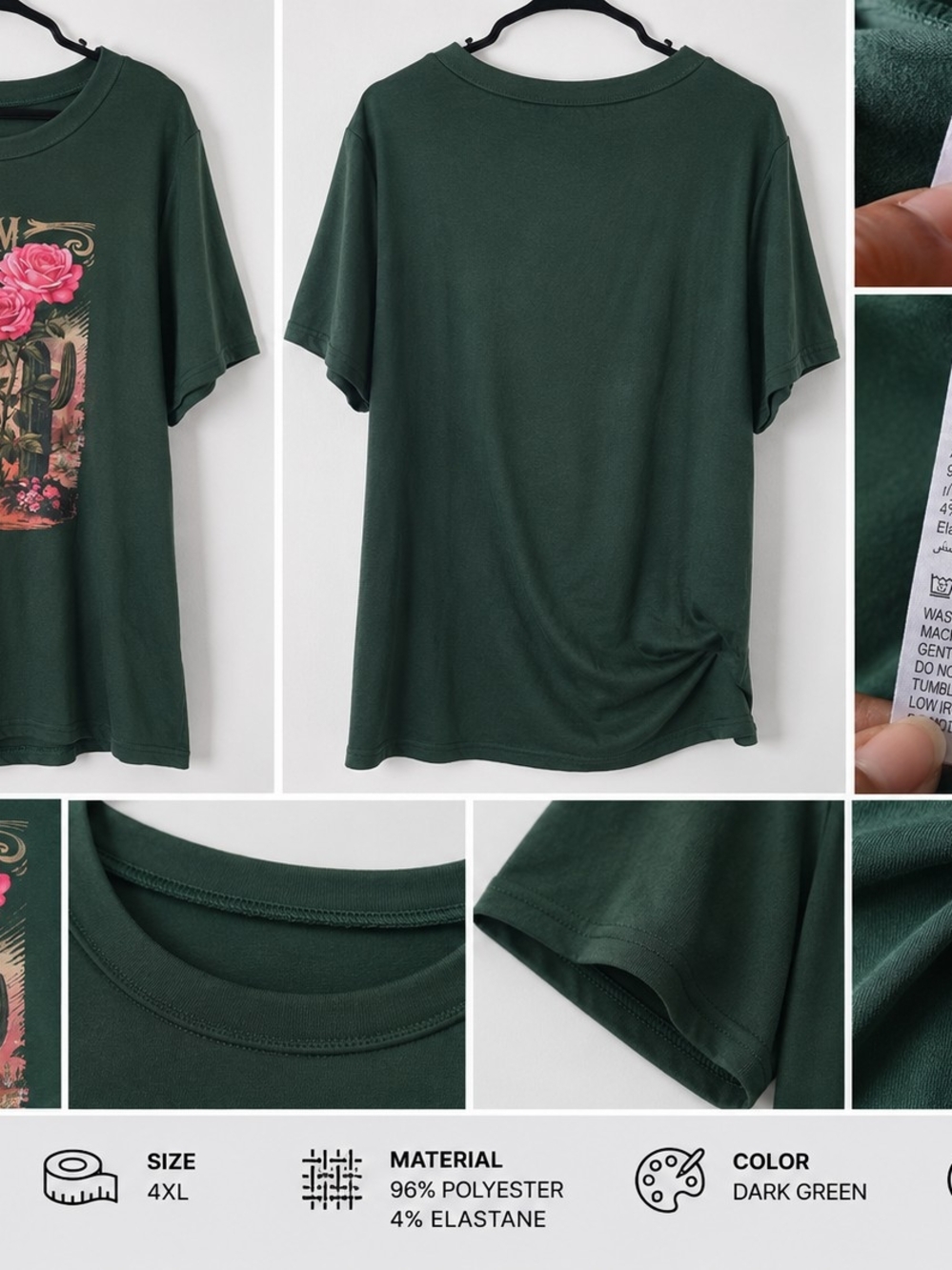 Women's Green Bloom Where You Are Planted Graphic Tee Size 4XL